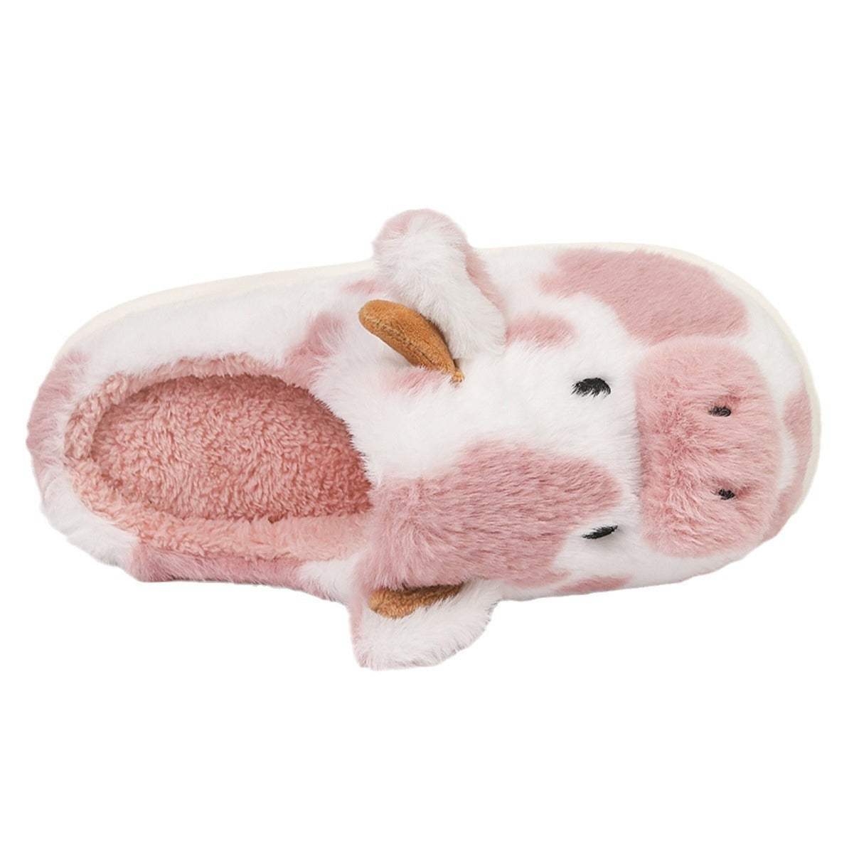 Cute Cartoon Cow Plush Slippers Winter Warm Indoor Bedroom Floor Fuzzy Slipper