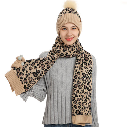 Three-piece Warm Knitted Woolen Hat, Scarf And Gloves - Magic Moon Store