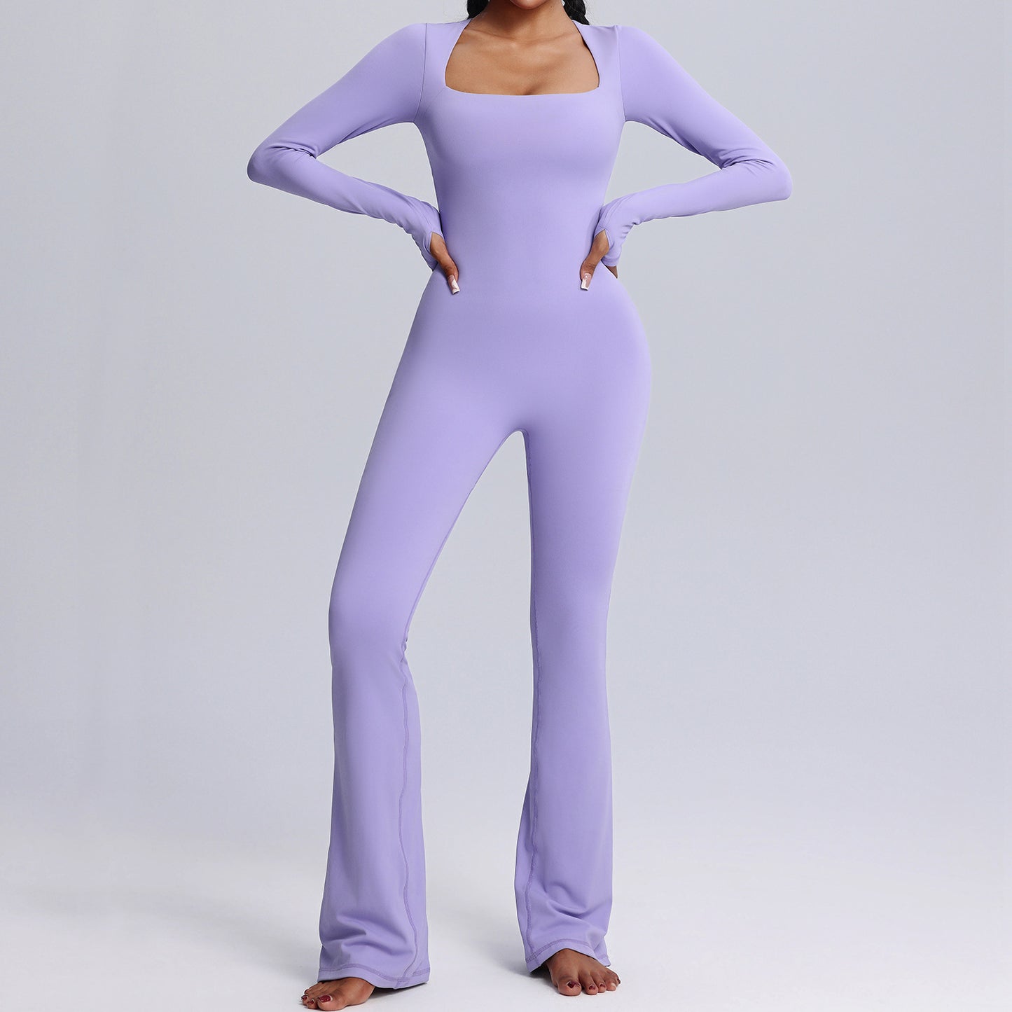 Long Sleeved Yoga Fitness Sports Flared Pants Breathable Jumpsuit