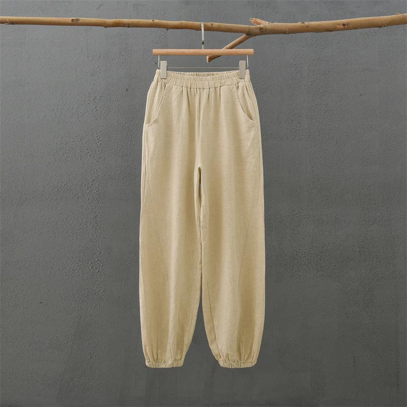 Cotton & Linen Slub Casual Trousers