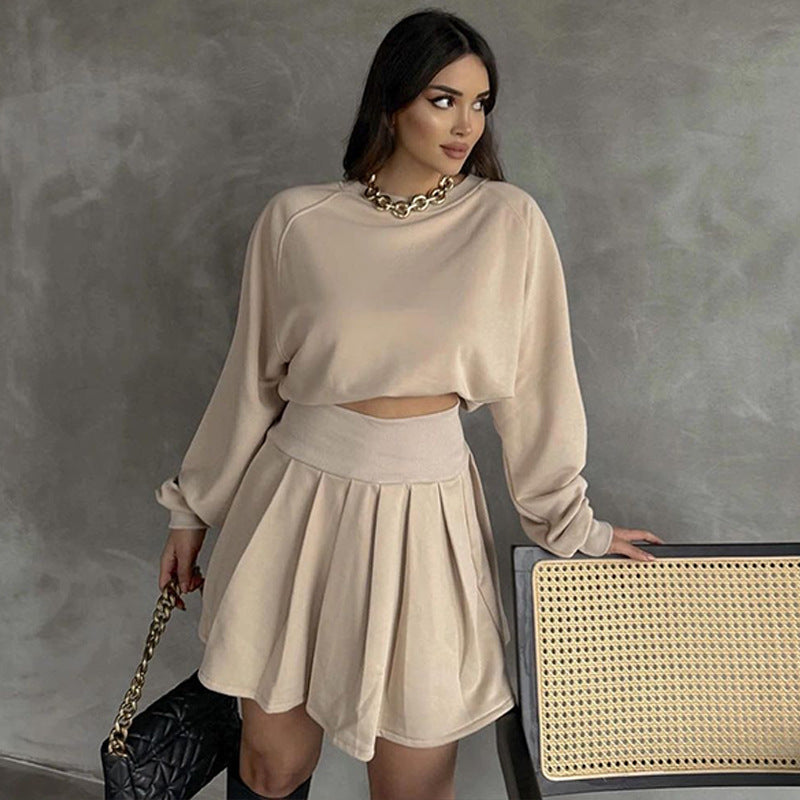 Long Sleeve Sweater & Pleated Skirt Set - Magic Moon Store