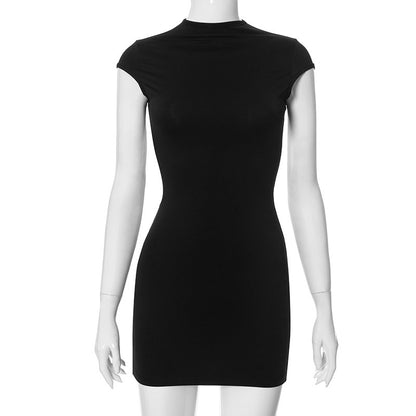 Backless Sleeve Slim Fit High Waist Short Dress