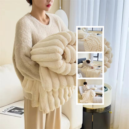 Soft Wind Bubble Velvet Blanket Warm Solid Rabbit Fur Double-sided Thickening