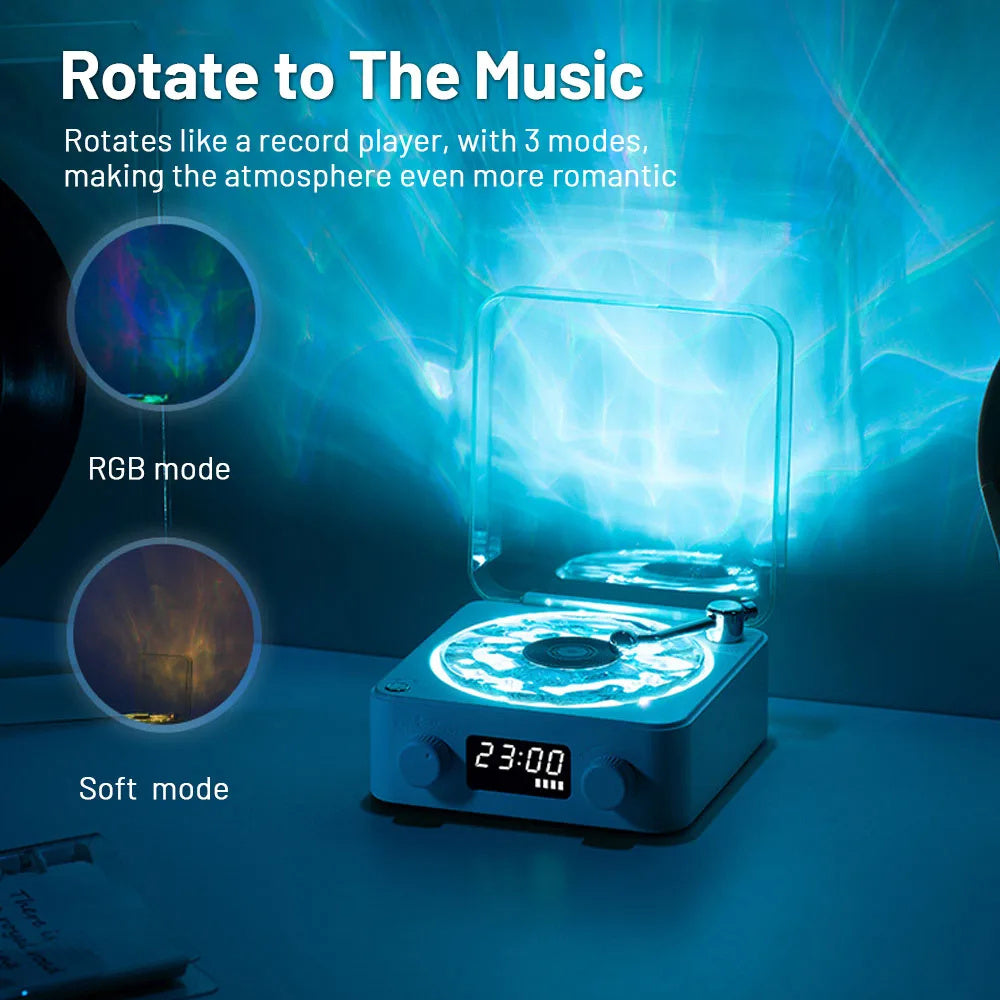 Retro Vynil Turntable Speaker Wireless Bluetooth RGB Lamp Effect - Magic Moon Store