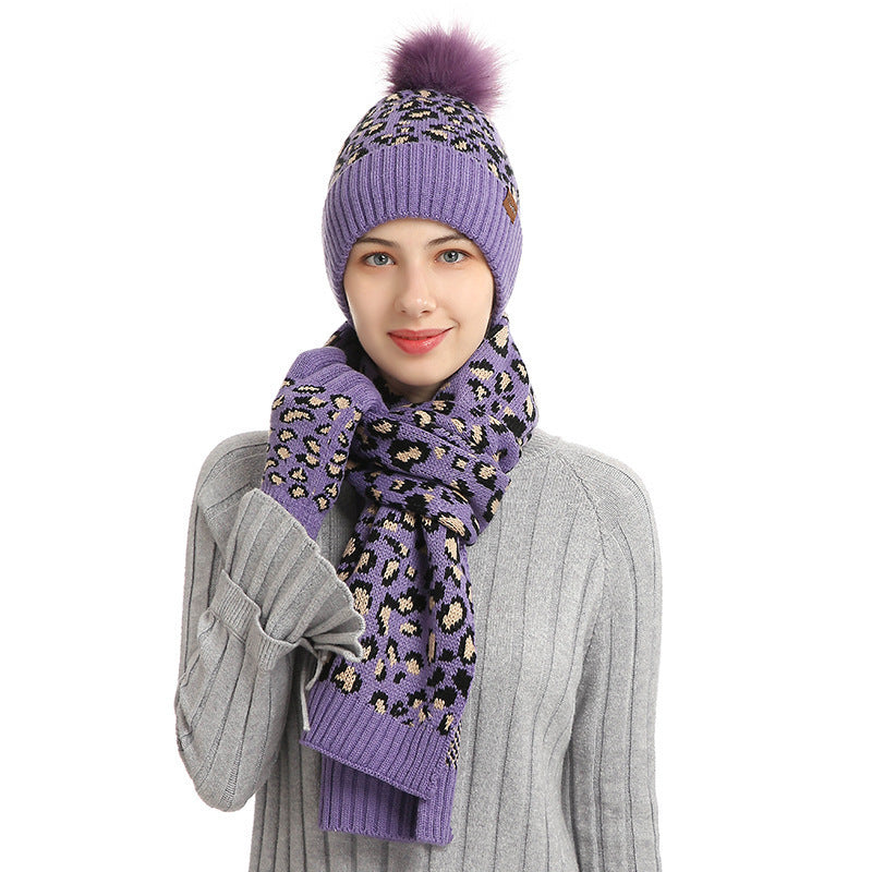 Three-piece Warm Knitted Woolen Hat, Scarf And Gloves - Magic Moon Store