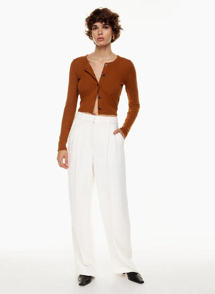 High Waist Straight Trousers