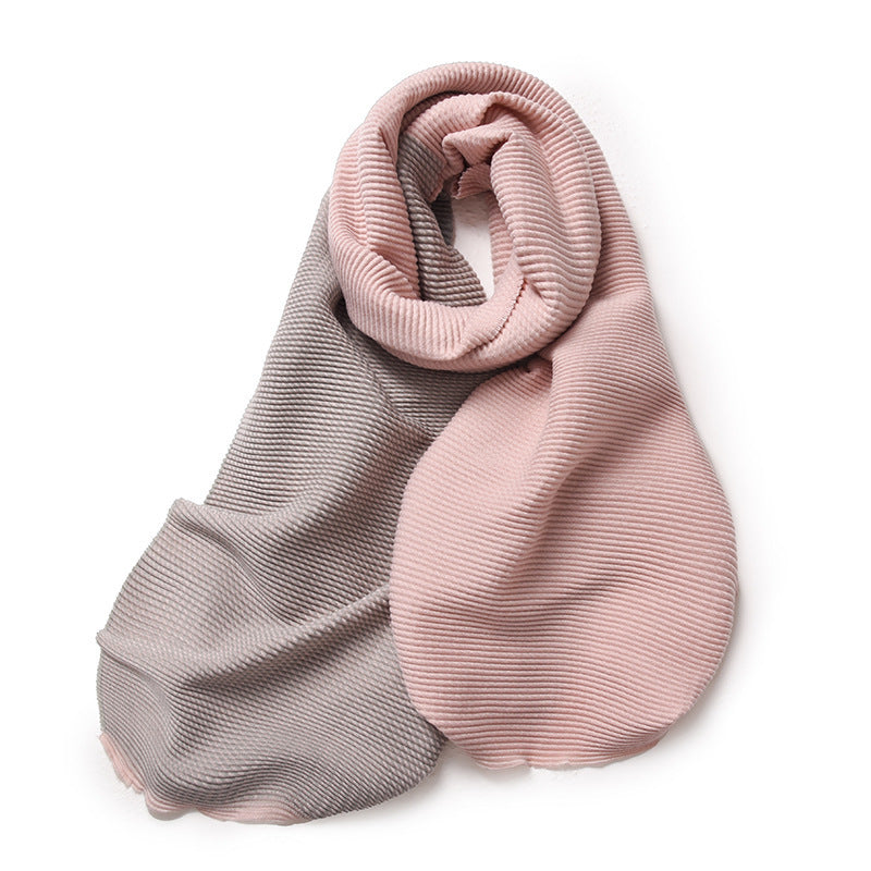 Gradient Mixed-color Winter Double-sided Wrinkled Imitation Cashmere Scarf For Women