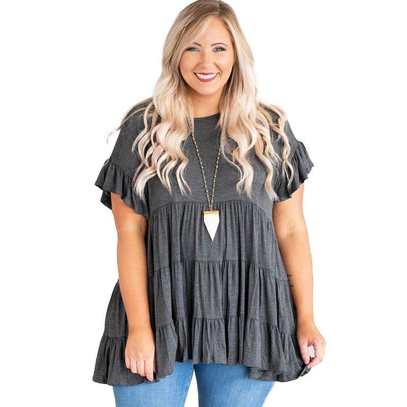 Ruffles Pleated Pullover T-shirt