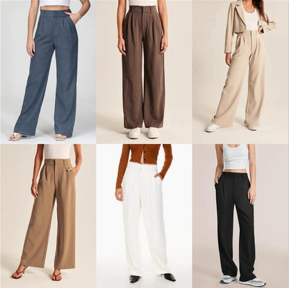 High Waist Straight Trousers