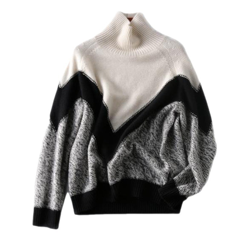 Turtleneck Color Matching Bottoming Sweater - Magic Moon Store