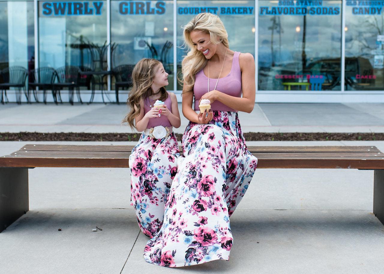 Pink Floral Mother and Daughter dress - Magic Moon Store