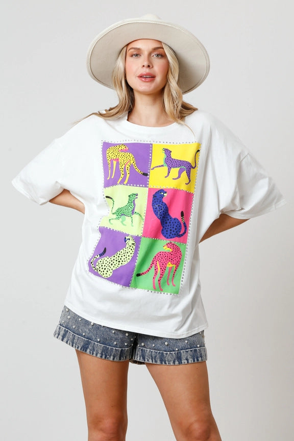 Printed Rhinestones Women's T-shirt