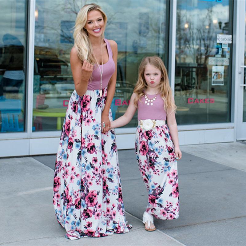 Pink Floral Mother and Daughter dress - Magic Moon Store