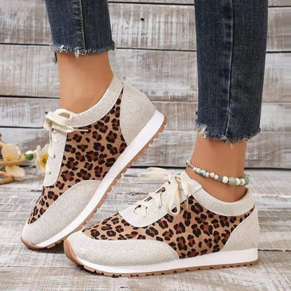 Leopard Print Lace Up Flats Shoes - Magic Moon Store