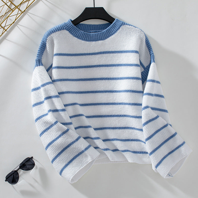 Knitwear Loose-fitting Stripes Round-neck Sweater