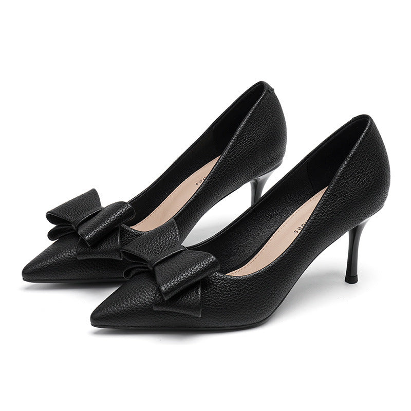 Pointy Stiletto Shoes Shallow Bow