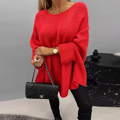 Loose Batwing Sleeve Oversized Knitted Shawl Sweater