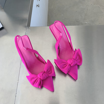 Pointed Toe Stiletto Bow High Heel Sandals