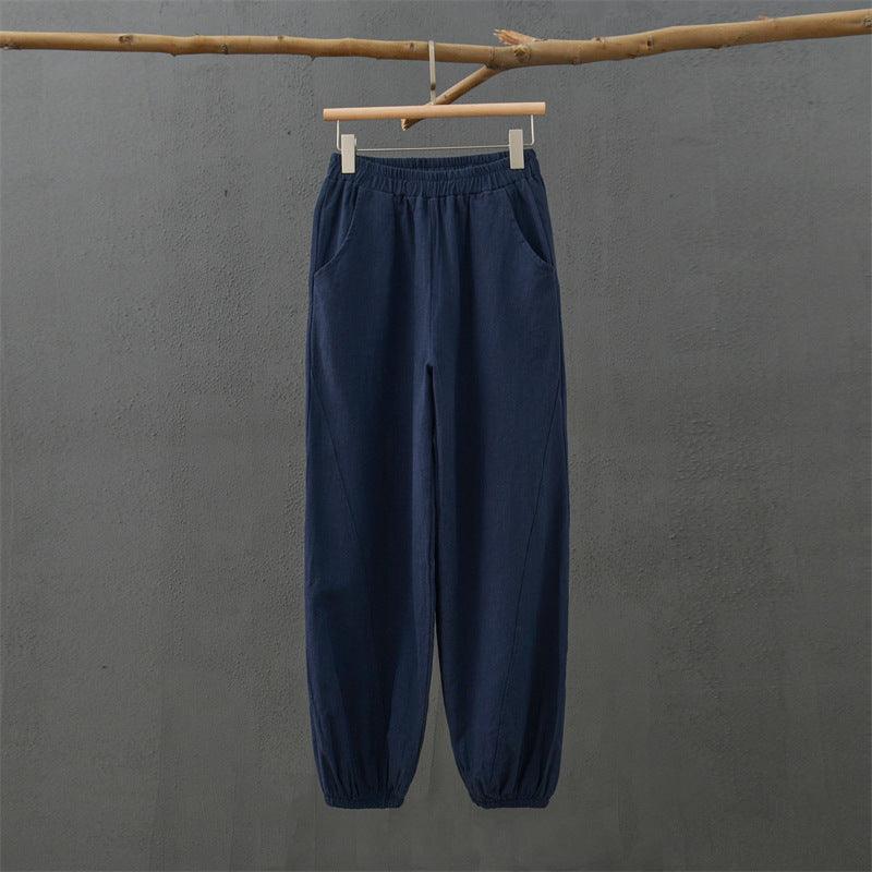 Cotton & Linen Slub Casual Trousers