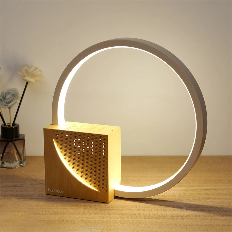 Bedside Lamp Touch Table Lamp With Natural Sounds, Desk Lamp With Alarm Clock,3 Levels Brightness Home Decor