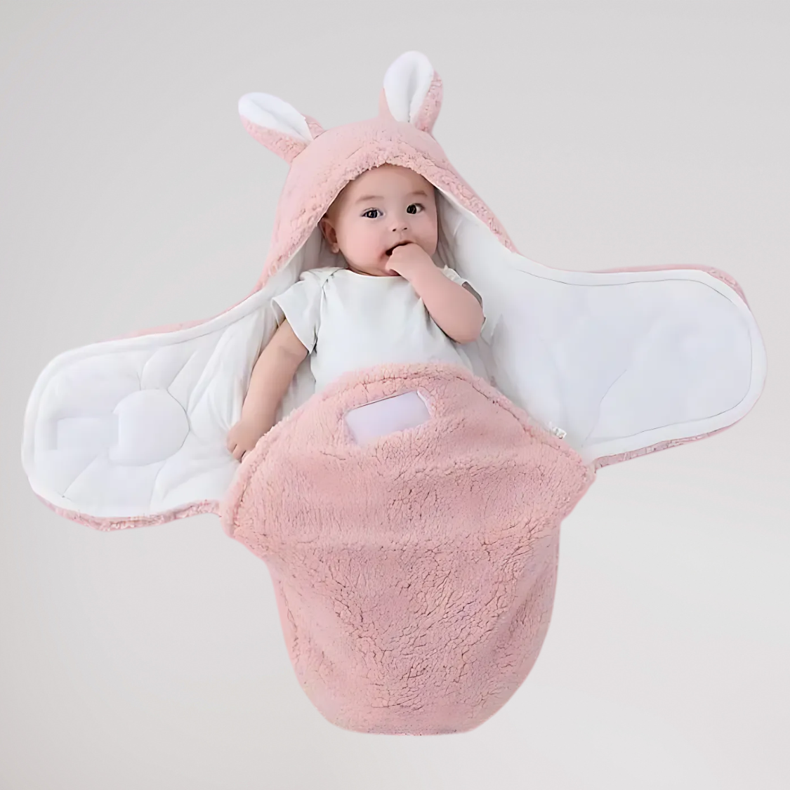 Super Soft Baby Swaddle Blanket | Fluffy Fleece Newborn Sleeping Bag with Head Support