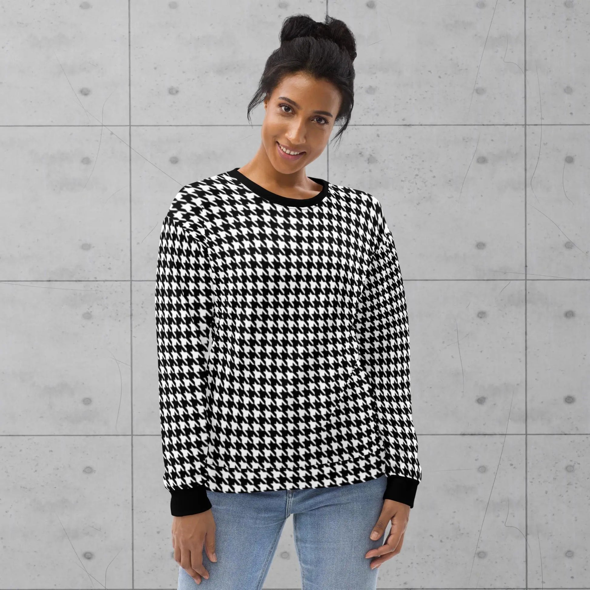 Black Houndstooth Sweatshirt - Magic Moon Store