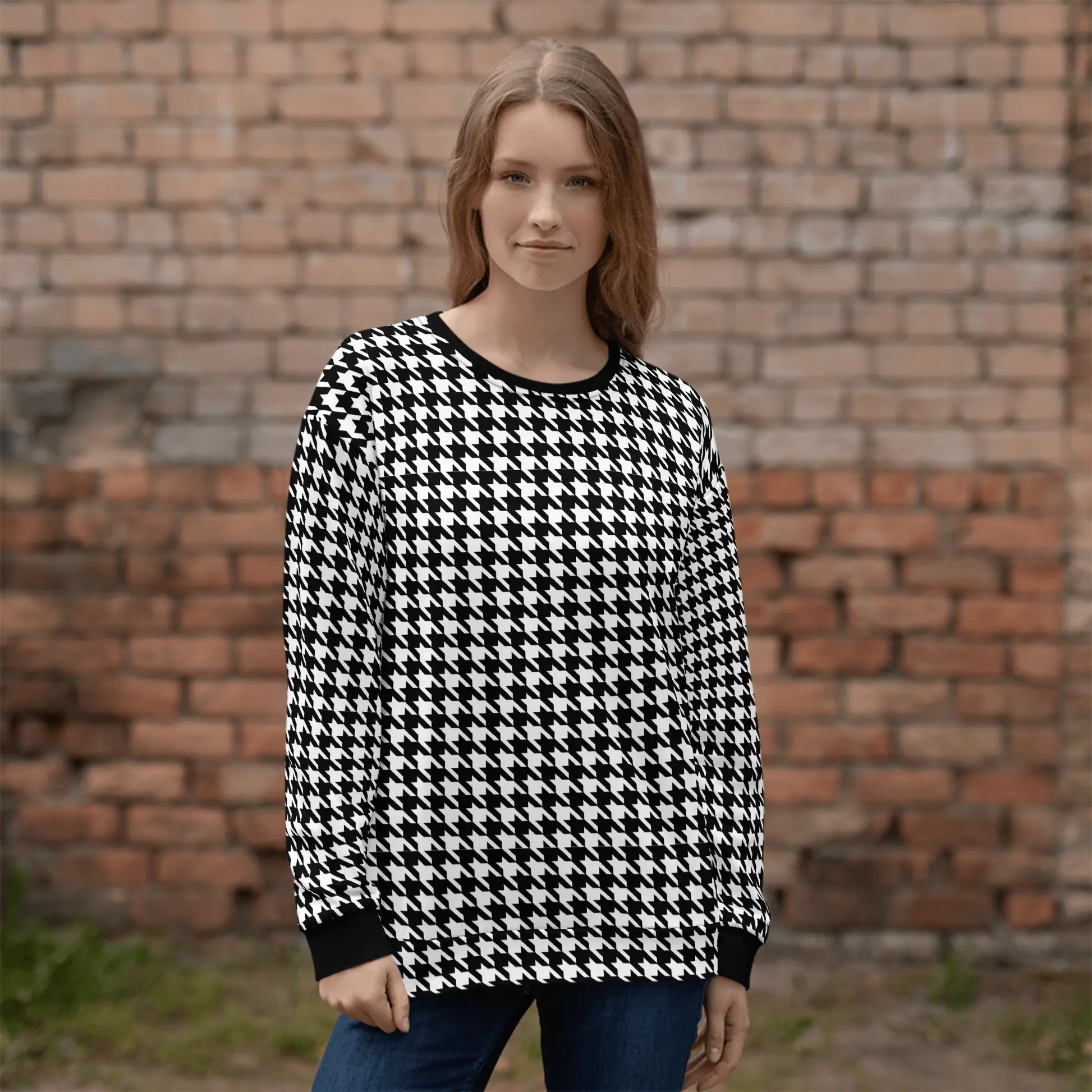 Black Houndstooth Sweatshirt - Magic Moon Store