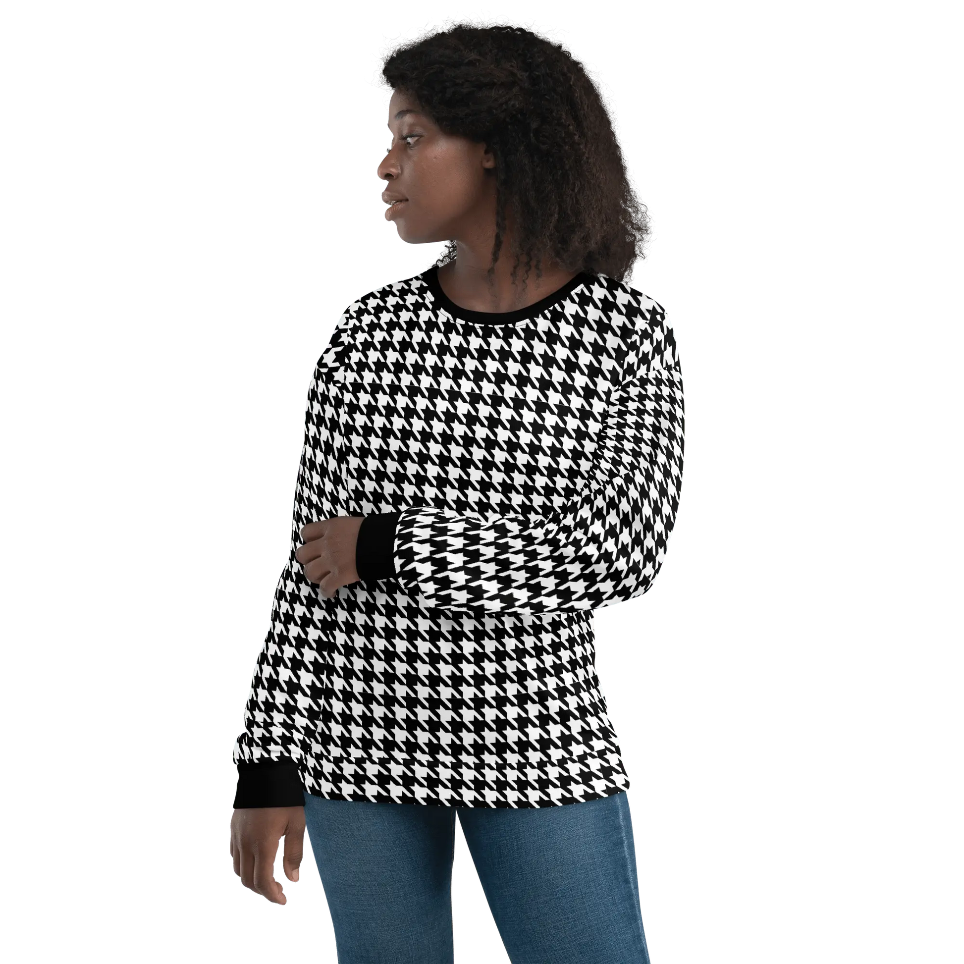 Black Houndstooth Sweatshirt - Magic Moon Store