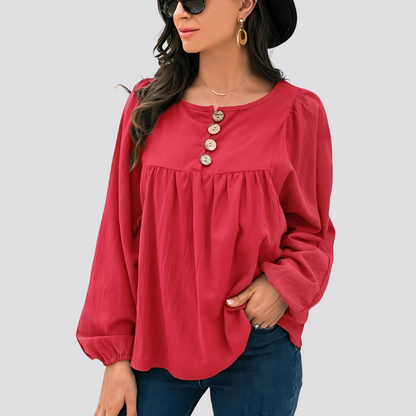 Button Loose Top For Women