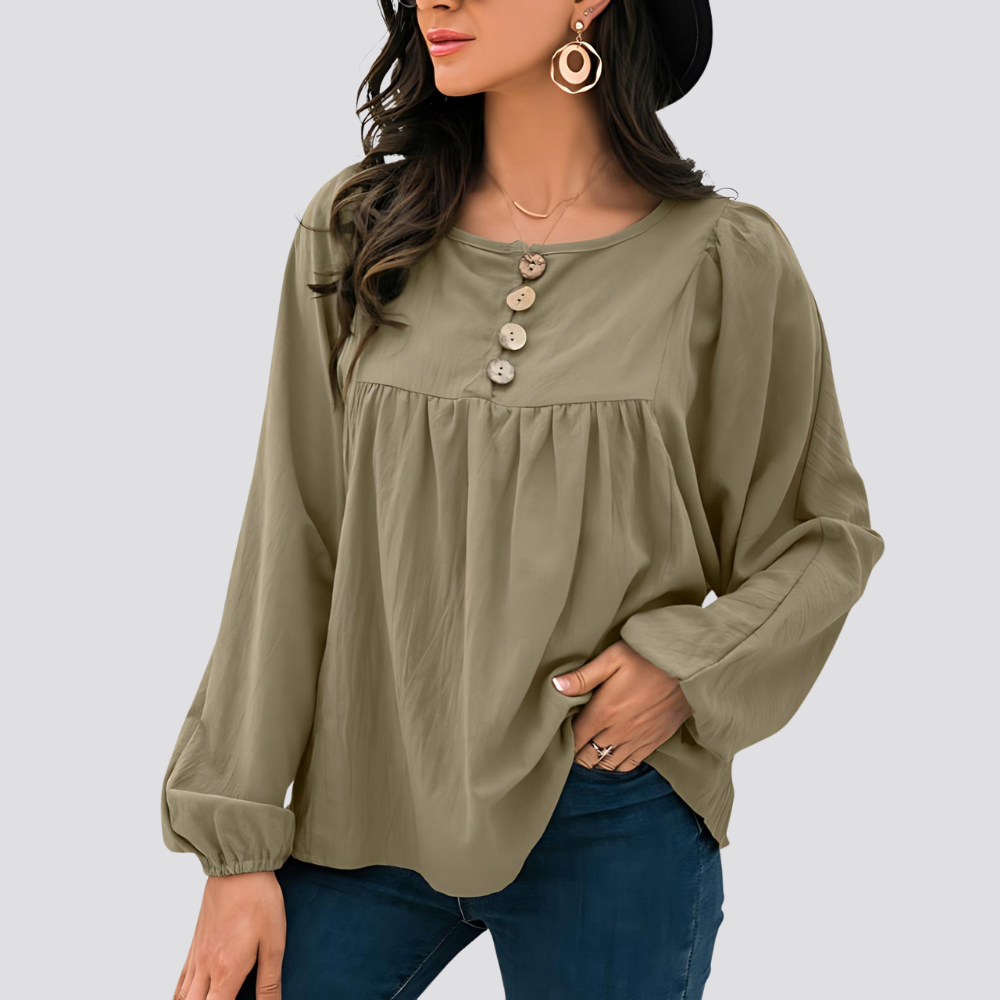 Button Loose Top For Women