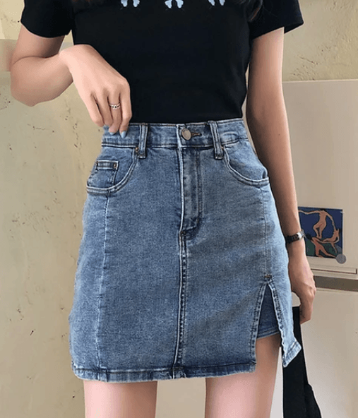 Side Split Denim Skirt - Magic Moon Store