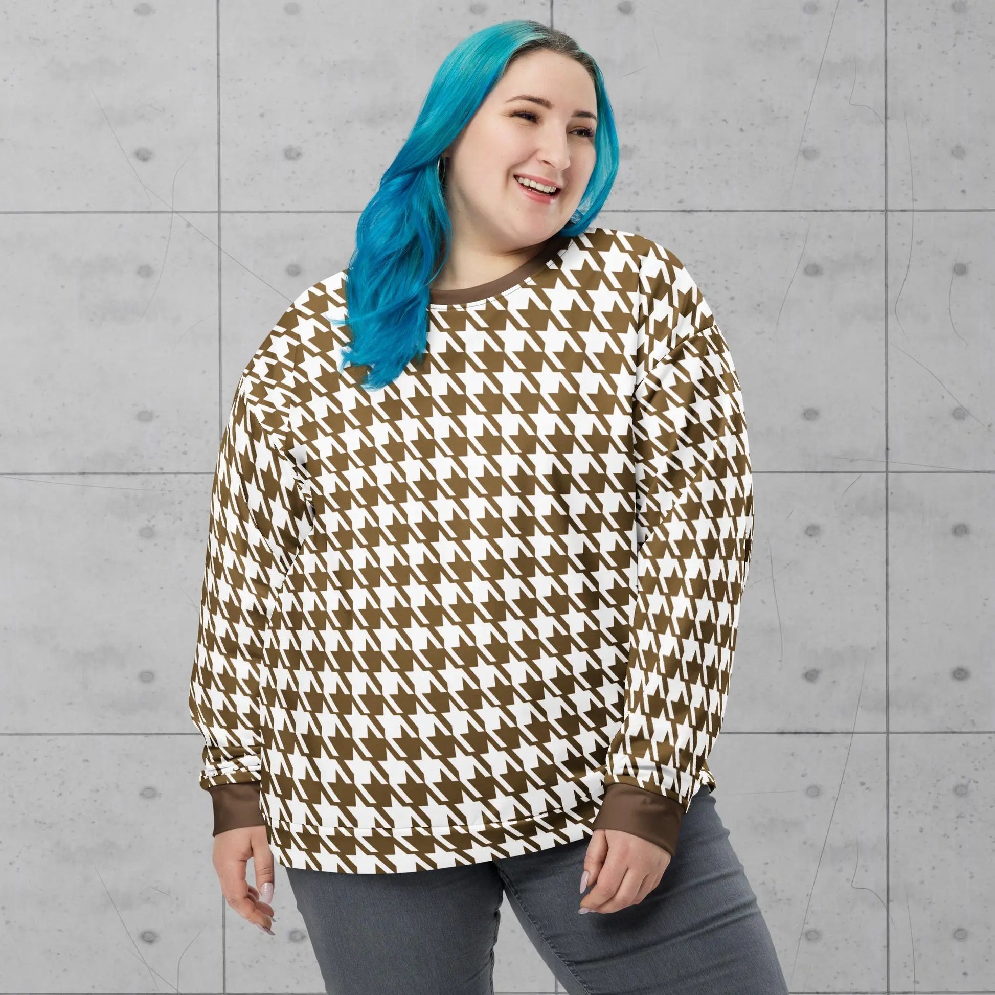 Coffee Houndstooth Unisex Sweatshirt - Magic Moon Store