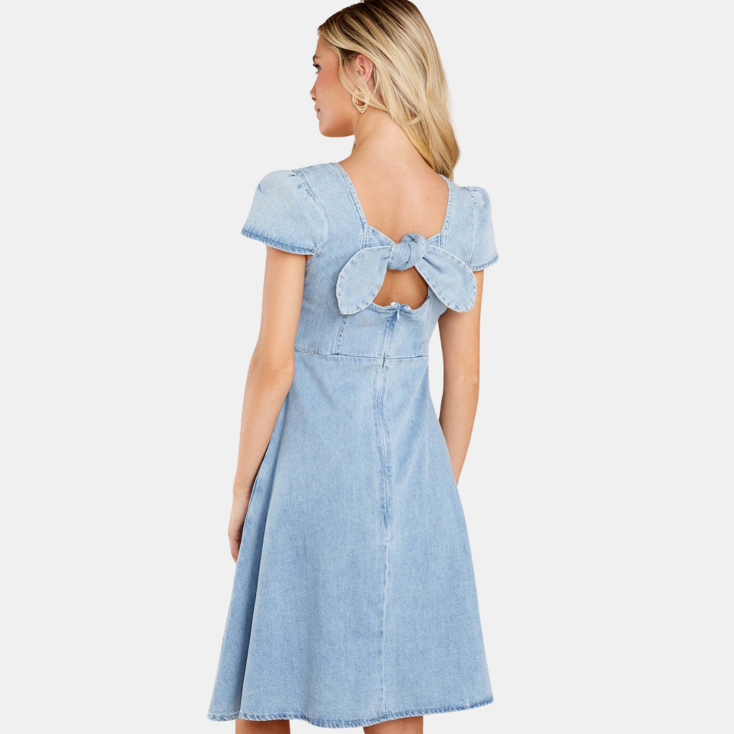 Blue Washed Style Denim Short Dress