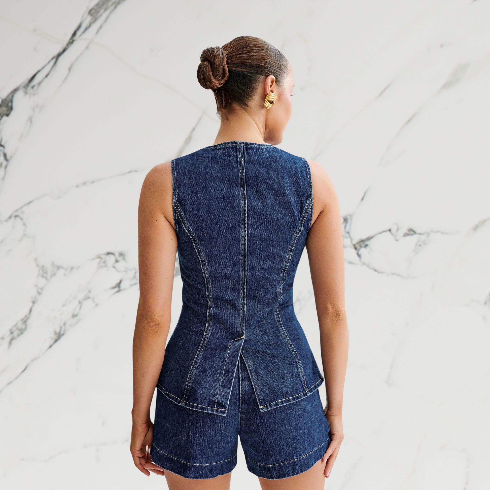 Denim Sleeveless Top & Shorts Pants Set - Magic Moon Store