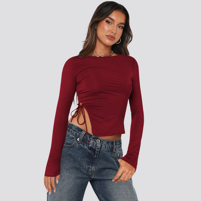 Drawstring Long Sleeve Top