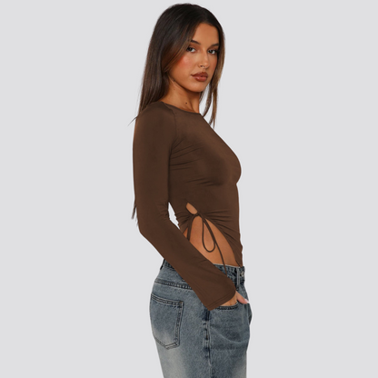 Drawstring Long Sleeve Top