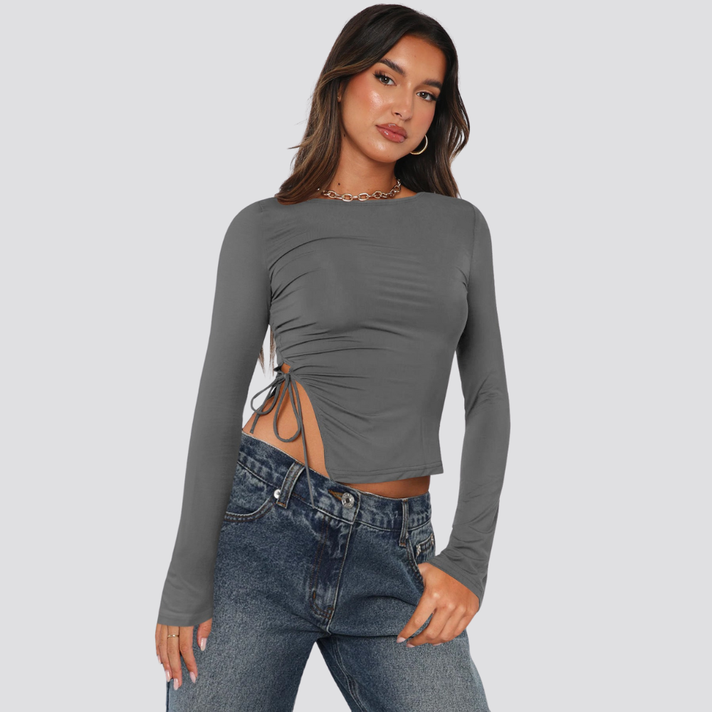 Drawstring Long Sleeve Top