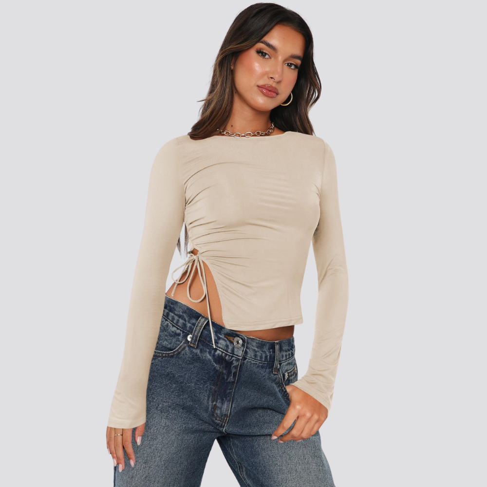 Drawstring Long Sleeve Top