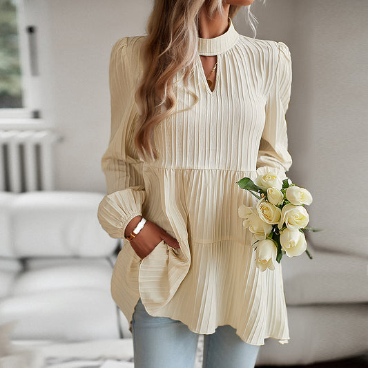 Elegant Long-sleeved Top For Women apricot