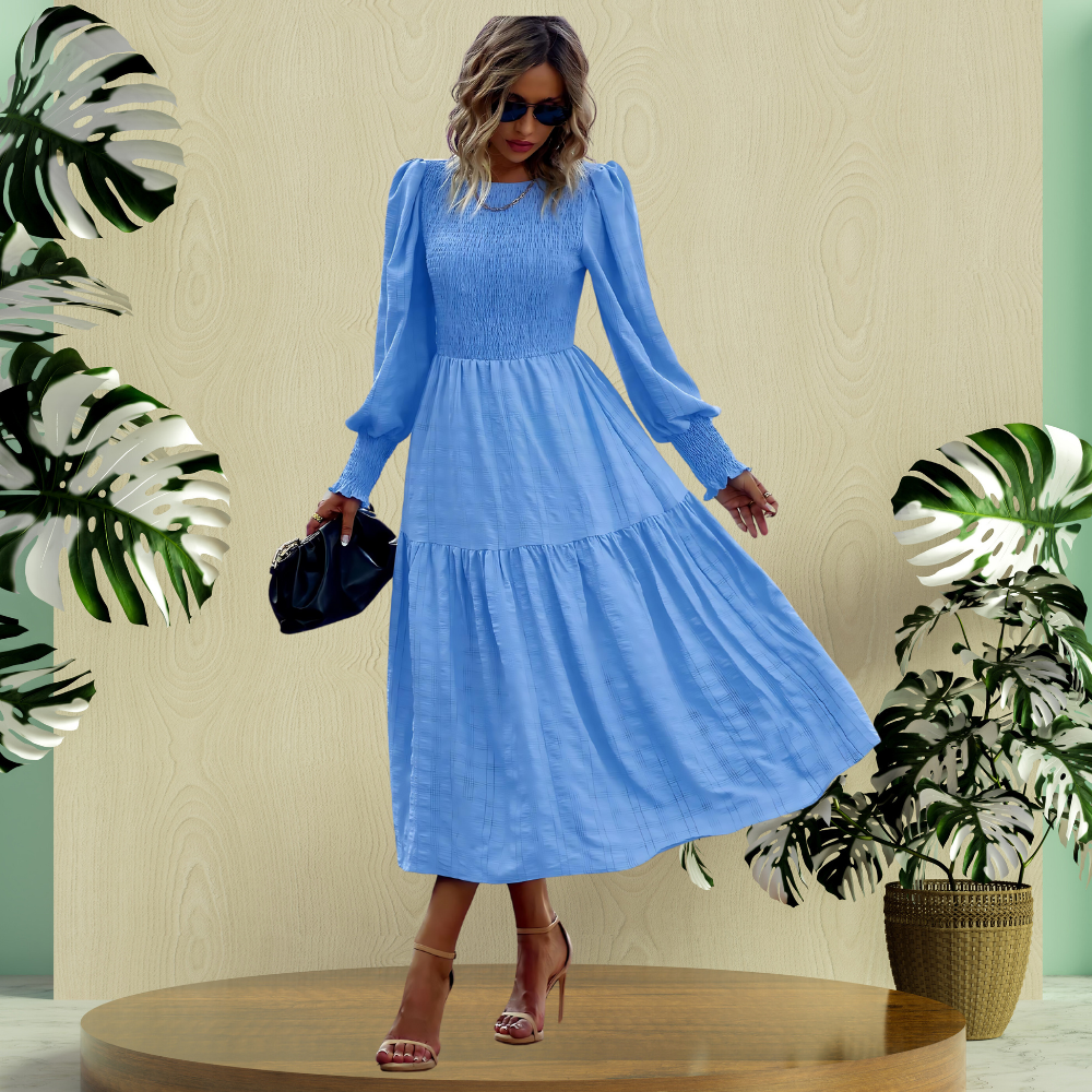 Flared Long Sleeve Dress