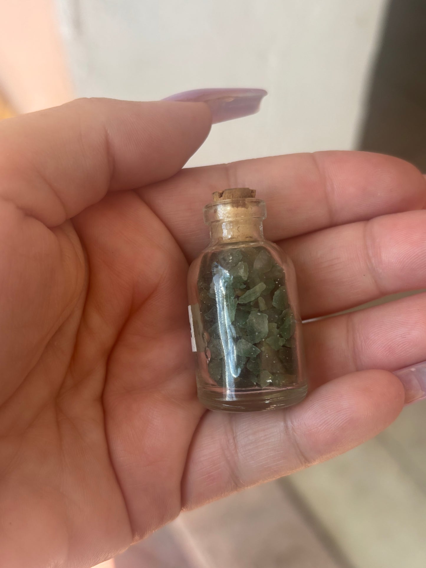 Crystal chips in Glass Bottle