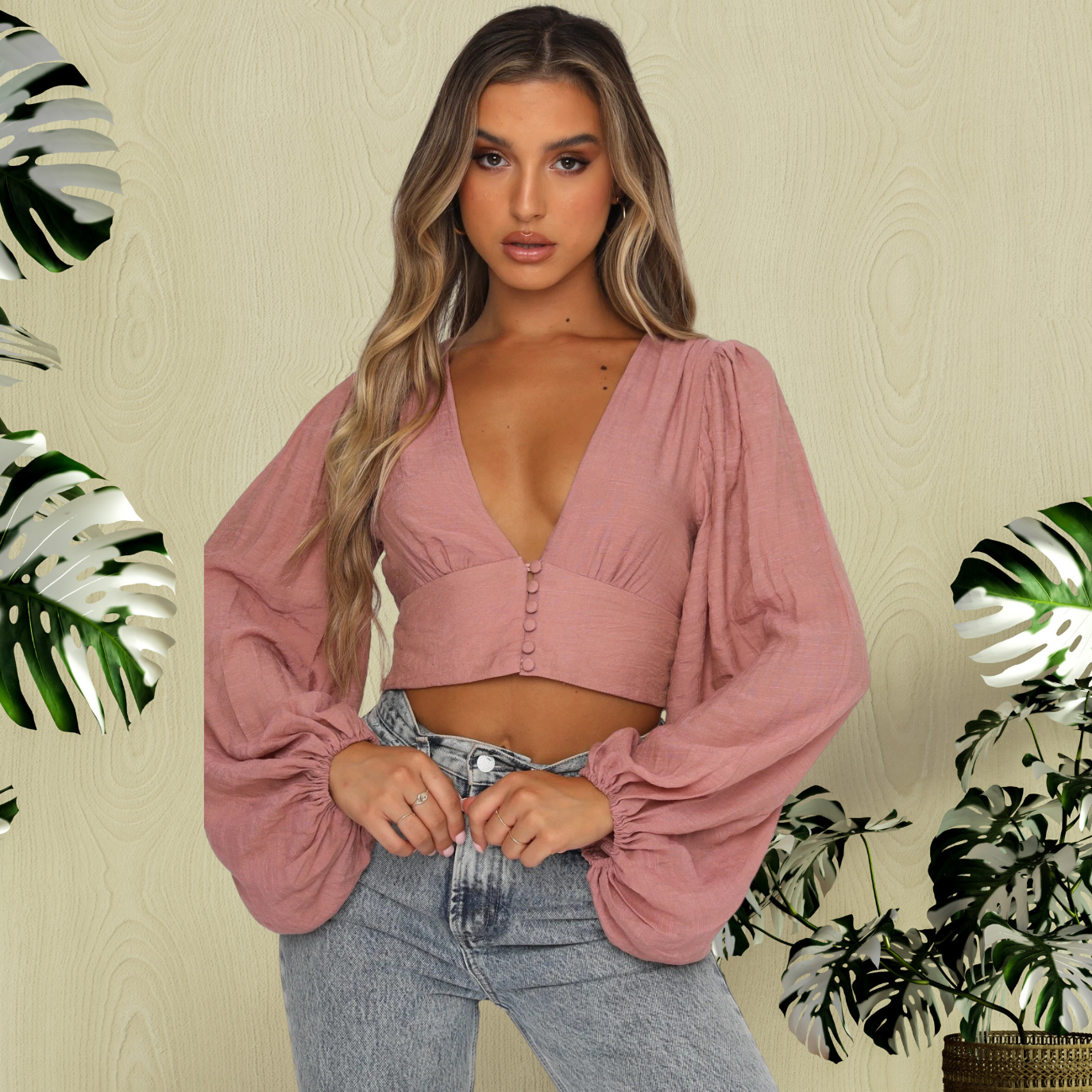 Lantern Puffy Crop Blouse