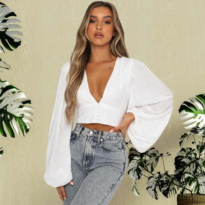 Lantern Puffy Crop Blouse