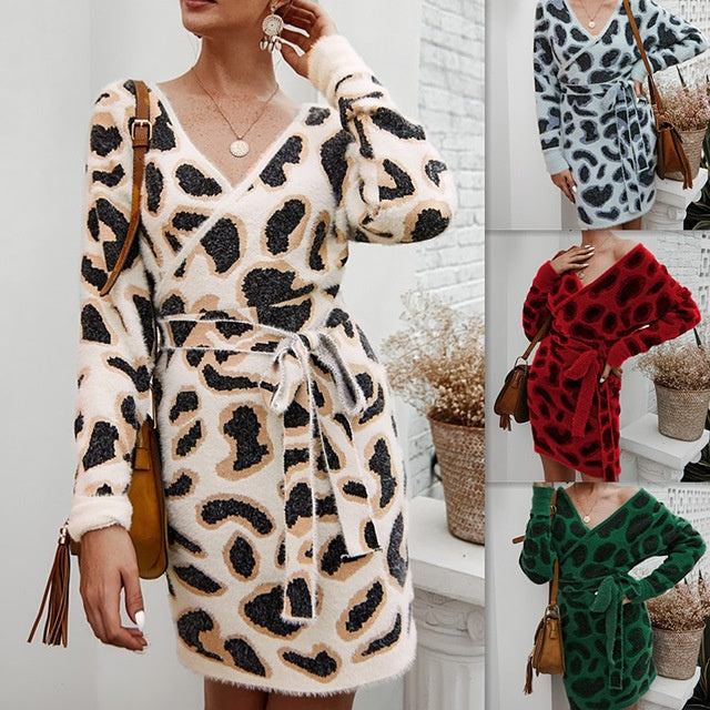 Leopard print Dress with Long Sleeves