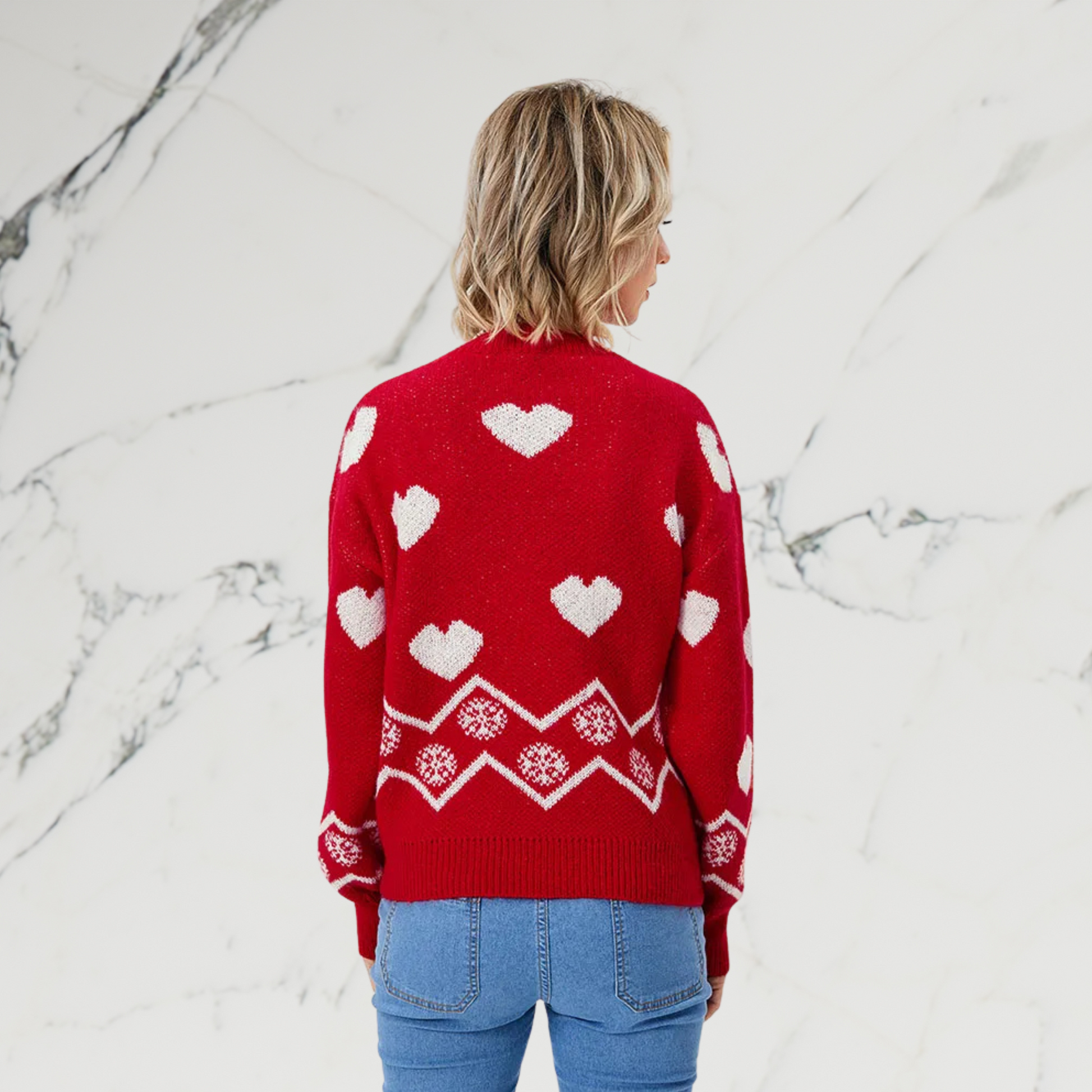 Loose Casual Cozy Heart Red Sweater - Magic Moon Store