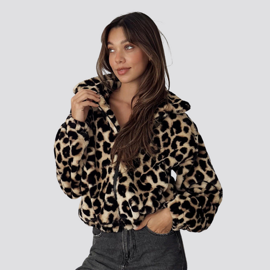 Loose Leopard Print Short Plush Coat