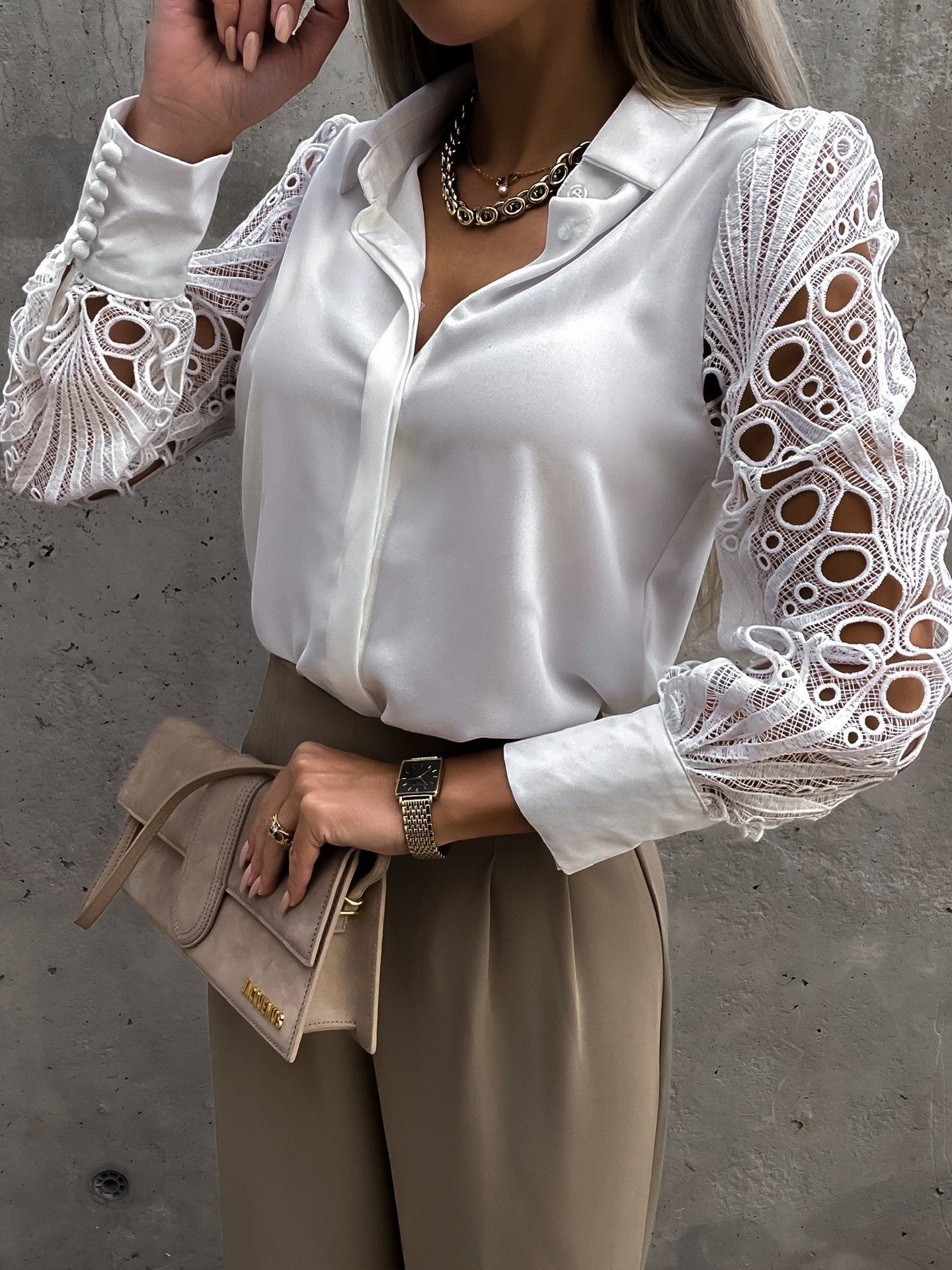 Lace Stitching Shirt Women's Shirt