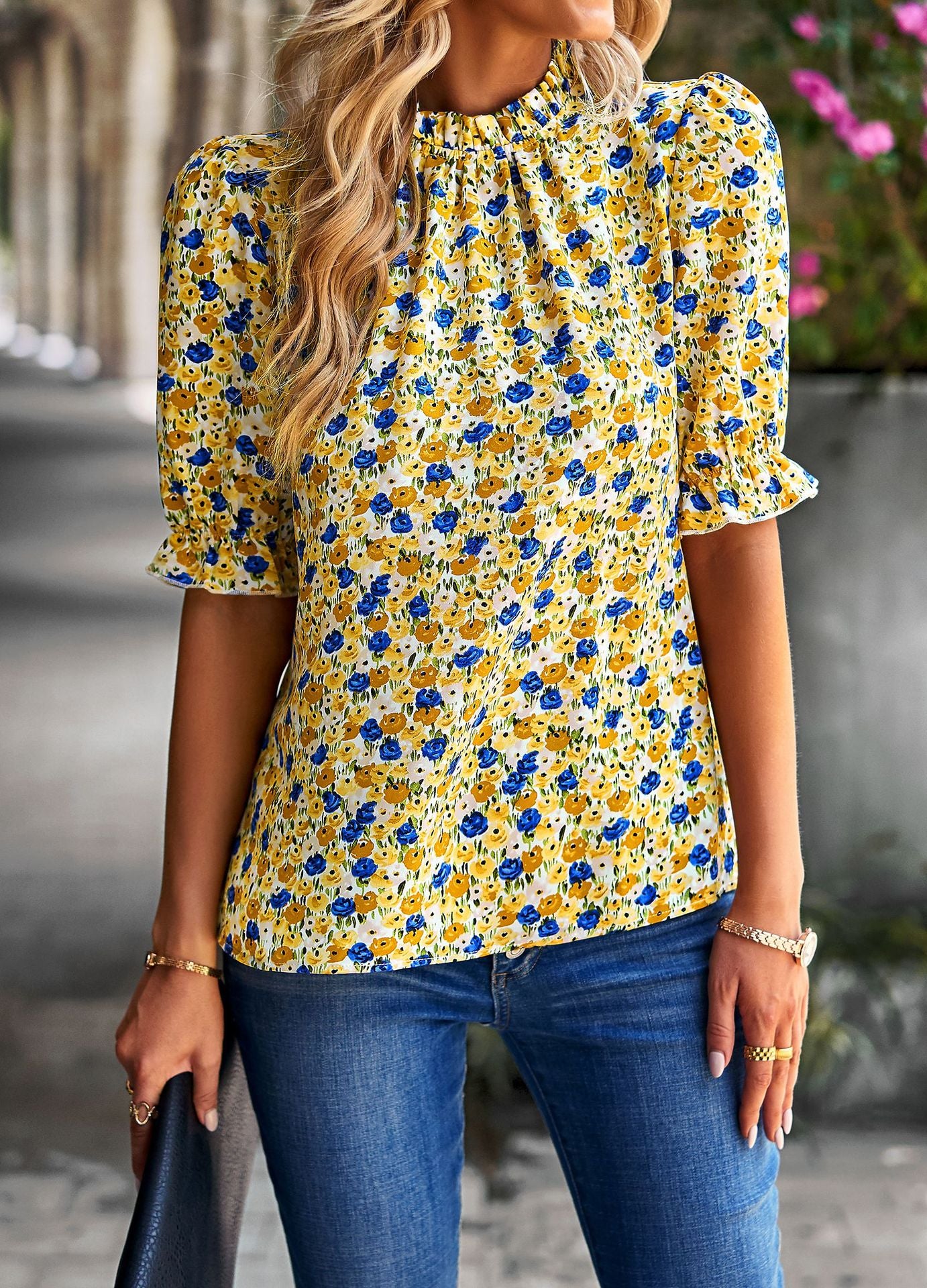 Floral Shirt Short Sleeve Top