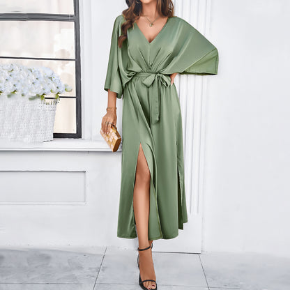 Elegant V-neck Loose Dress