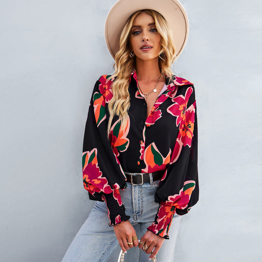 Floral Printed Long Sleeve Blouse MAGIC MOON STORE